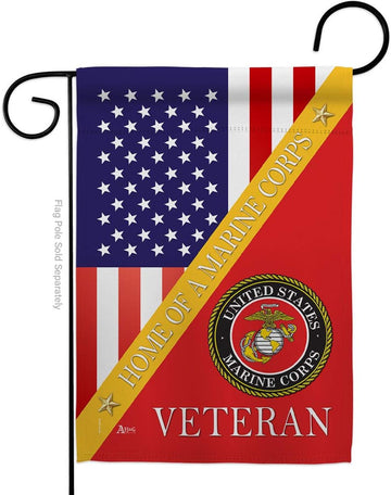Home of Marine Corps Garden Flag - Armed Forces USMC Semper Fi United State American Military Veteran Retire - House Decoration Banner Small Yard Gift Double-Sided Made in USA 13 X 18.5, Thick Fabric