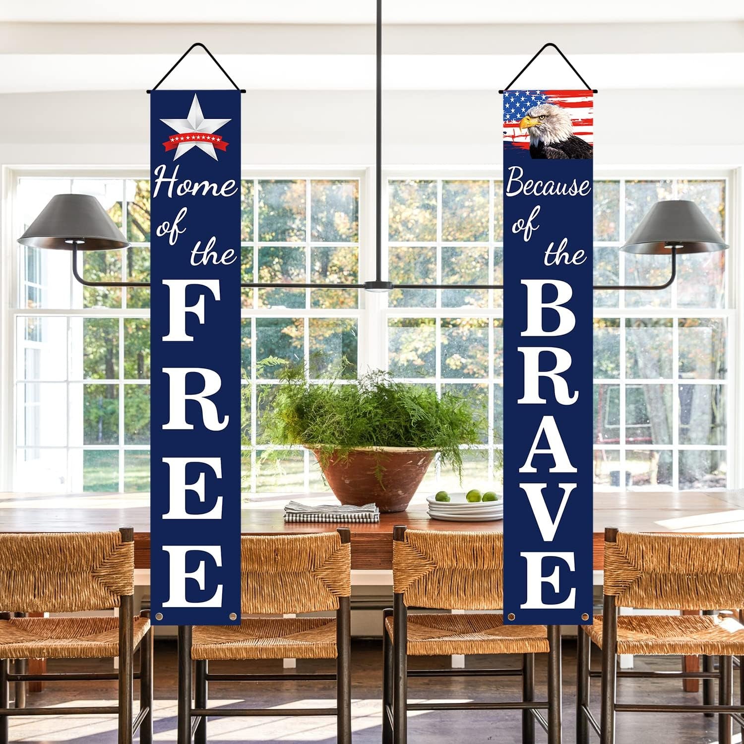 4Th of July Decorations Patriotic Decor Pre-Assembled Hanging Banners Memorial Day Flag Labor Veterans Armed Forces Military Homecoming Red White Blue Decorations