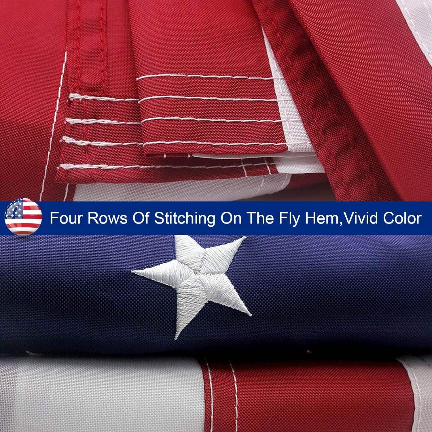 3X5 American Flag Made in USA, Best Embroidered Stars and Sewn Stripes, 210D Heavy Duty Oxford Nylon, Suitable for Outdoor High Winds Areas (American Flag 3X5 FT)