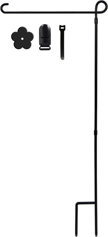 Hogardeck Garden Flag Holder Stand, Thickened Pole Sturdy and Straight Premium Yard Flag Holder Weather-Proof Metal Flagpole with Stopper and Clip Fit for American Flag, Fall Garden Flag