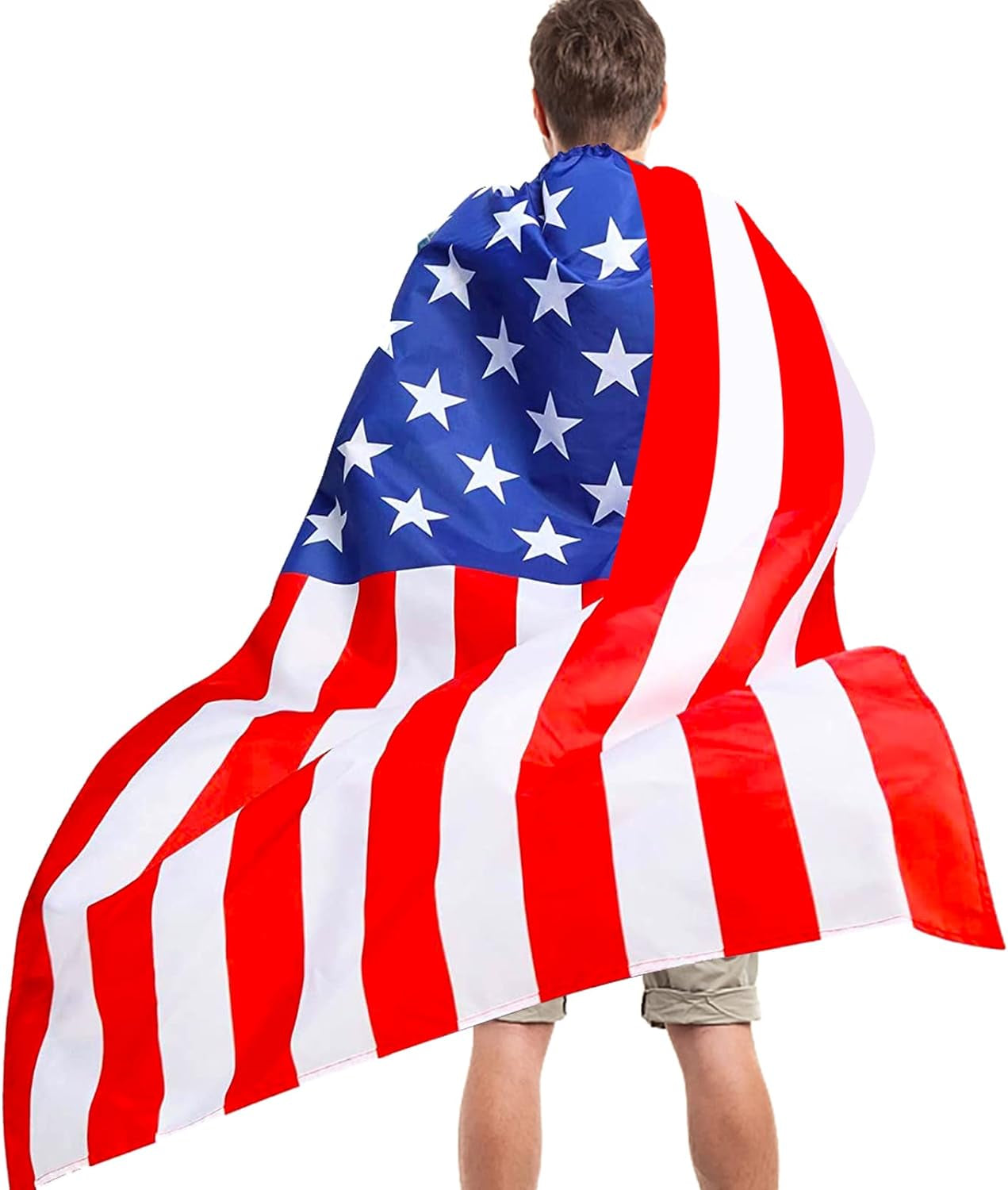 4Th of July American Flag Cape for Adult with Independence Day Headband Patriotic Sunglasses Independence Day Halloween Party Dress Up