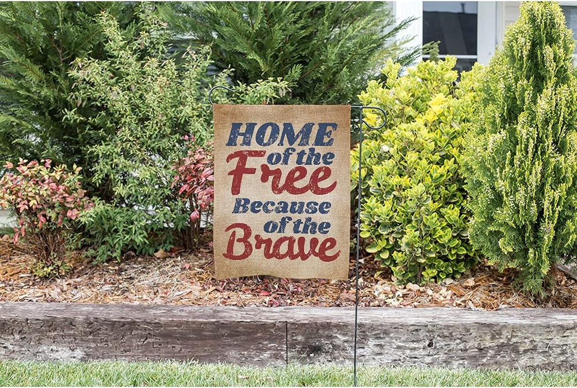 Home of the Free Because of the Brave Garden Flag Vertical Double Sided 4Th of July Independence Day House Flags Home Burlap Banners 12.5X18 Inch for Outdoor Decor Lawn