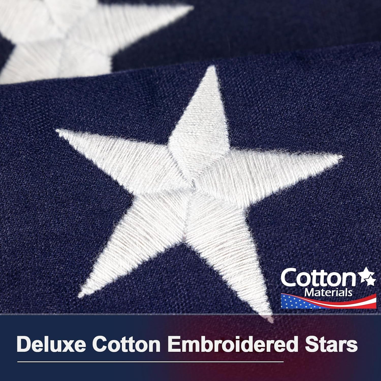 Cotton American Flag 3X5 FT for Outside, Tearproof Heavy Duty USA Flag, US Best Indoor Outdoor Flags with Luxury Embroidered Stars, Sewn Stripes, Brass Grommets