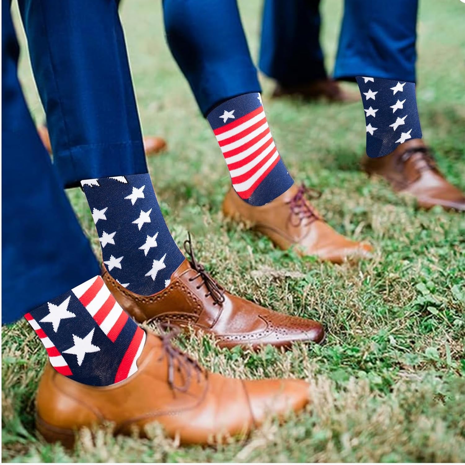 ZXGXLAW American USA Flag Socks Funny Men Women 4Th July Middle Star and Stripe Patriotic Freedom Day Gifts