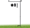 Garden Flag Holder Stand, Premium Garden Flag Pole Holder Weather-Proof Metal Powder-Coated Flagpole without Clip and Stopper and Flag for Garden Flag, Outdoor Garden Decor