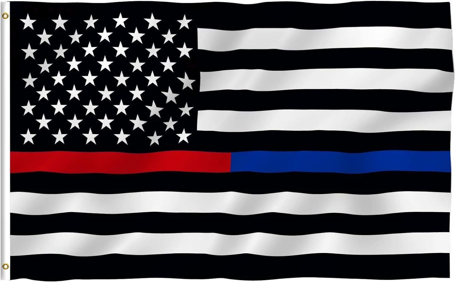 Anley Fly Breeze 3X5 Foot Thin Blue Line and Red Line USA Polyester Flag - Vivid Color and Fade Proof - Honoring Law Enforcement Officers and Firefighter Polyester Flags 3 X 5 Ft