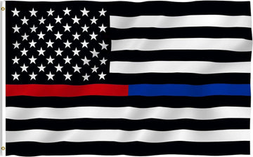 Anley Fly Breeze 3X5 Foot Thin Blue Line and Red Line USA Polyester Flag - Vivid Color and Fade Proof - Honoring Law Enforcement Officers and Firefighter Polyester Flags 3 X 5 Ft