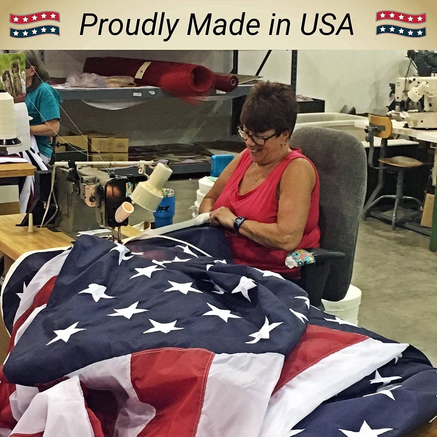 Grace Alley American Flag: 3X5 FT US Flag - 100% Made in USA. Embroidered Stars, Sewn Stripes and Brass Grommets. Fade Resistant, Heavy Duty, Long Lasting Nylon for Outdoor Durability.