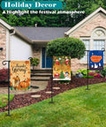 49 Inch Extra Tall Garden Flag Stand Holder Pole with 5 Prong Bases for 12 X 18 outside Fall Yard Flags Décor, Matte Black & 2 Packs