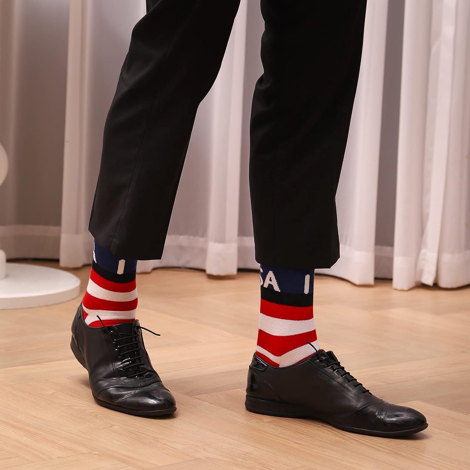 ZXGXLAW American USA Flag Socks Funny Men Women 4Th July Middle Star and Stripe Patriotic Freedom Day Gifts