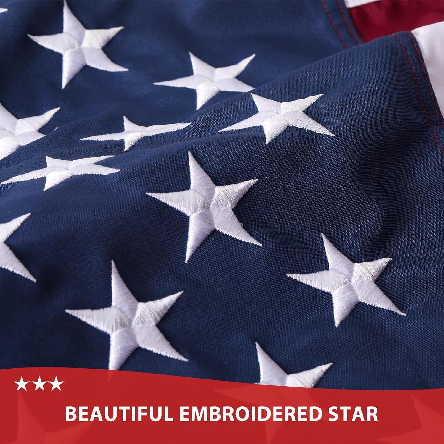 American Flag 3X5 Ft Ultra Durable Tear-Resistant Series ,Made in the USA , Made from Heavy Duty Water Resistant Polyester Canvas Embroidered Stars , Sewn Stripes , Brass Grommerts US Flags Perfect