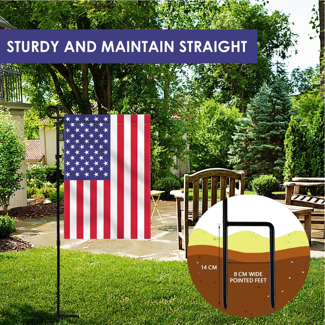 Hogardeck 2PC Garden Flag Holder Stand, Thickened Pole Sturdy and Straight Premium Yard Flag Holder Weather-Proof Metal Flagpole for American Flag, Garden Flag