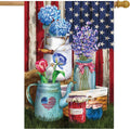 American Picnic Rustic House Flag Patriotic Floral 28