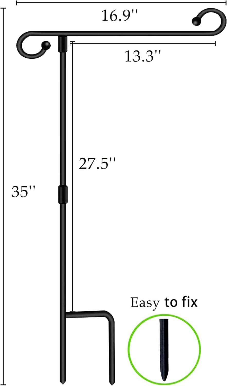 Garden Flag Stand-Holder-Pole with Flag Stopper and Clip Waterproof Powder-Coated Paint for House Flags,Decorative Flags,Yard Flags,Seasonal Flags