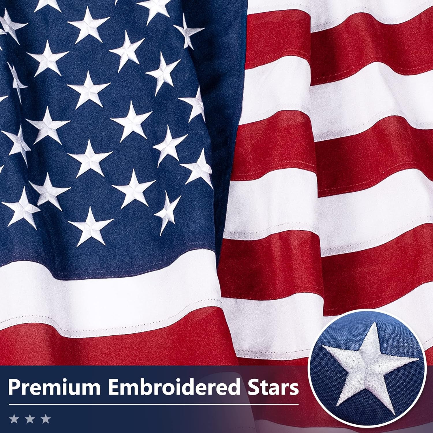 American Flag 3X5 Ft Tearproof Series for Outside, 100% in USA, Longest Lasting, Super Tough Fade Resistant Spun Polyester, High Wind US Outdoor Flags Embroidered Stars, Sewn Stripes, Brass Grommets
