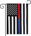 Briarwood Lane Thin Blue & Red Line Applique & Embroidered Garden Flag Police Fire 12.5