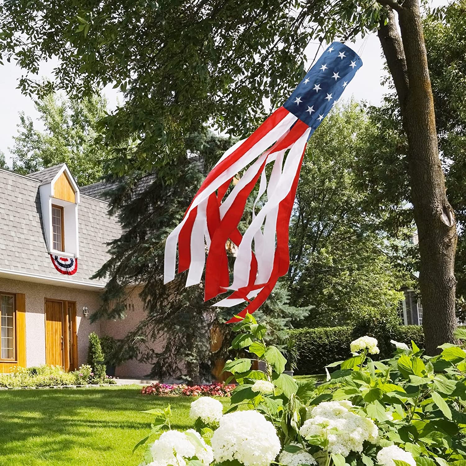 4Th of July Decorations,60 Inch American Windsock Heavy Duty,Patriotic Fourth of July Outdoor Decor, American Flag USA Windsock with Embroidered Stars,Red White and Blue Decor for Memorial Day,Outside