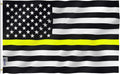 Anley Fly Breeze 3X5 Foot Thin Yellow Line USA Polyester Flag - Vivid Color and Fade Proof - American Honoring 911 Operators, Police Dispatchers Flags with Brass Grommets 3 X 5 Ft