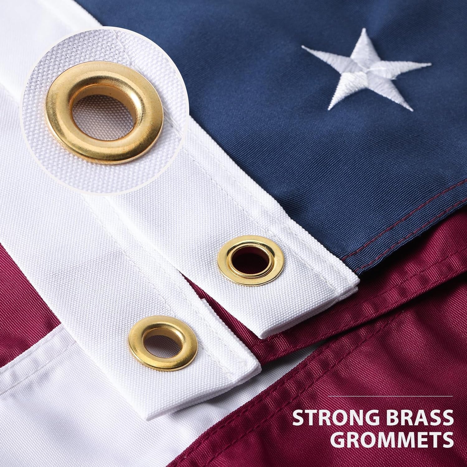 American Flag 3X5 Ft Ultra Durable Tear-Resistant Series ,Made in the USA , Made from Heavy Duty Water Resistant Polyester Canvas Embroidered Stars , Sewn Stripes , Brass Grommerts US Flags Perfect