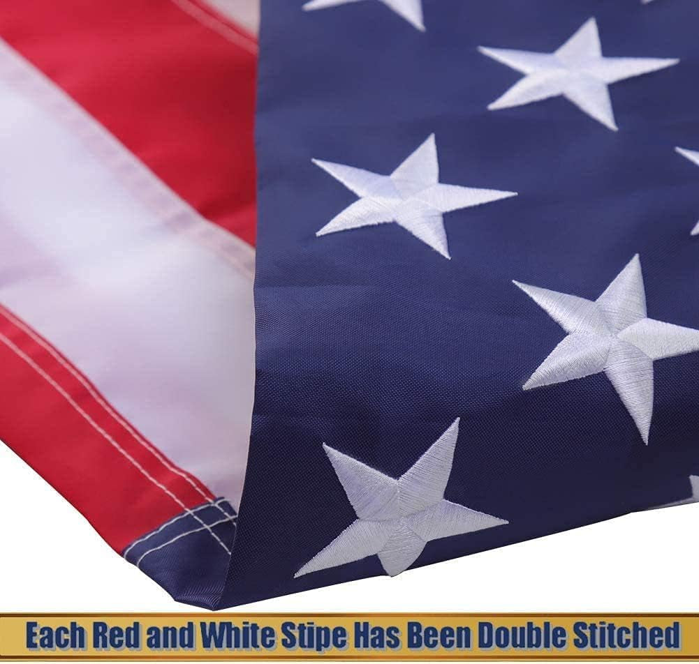 TNS American Flag for Outside, 2.5X4 Ft 160D American Flag Outdoor, Longest Lasting, 100% Made in USA Embroidered Stars Sewn Stripes Brass Grommets Bright Vivid Colors Fade Resistant Flag