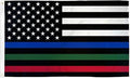 Thin Blue Green Red Line USA Flag 3X5 Ft - Outdoor Heavy Duty Nylon Flag for High Winds, Support the Police Law Enforcement Firefighters Flag - Black White American Flag - House Room Roof Garden Flag