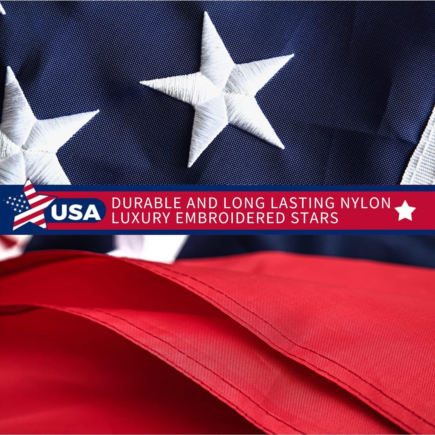 3X5 Ft American Flag Pole Sleeve Banner Style-Embroidered Stars,Sewn Stripes,Uv Protected,Heavy Duty Durable Nylon USA US Outdoor Indoor Flags (Pole NOT Included)