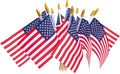 24 Pcs USA 4''X6'' Wooden Stick Flag,July 4Th Decoration, Veteran Party, Mini American Stick Flag - American Hand Held Stick Flags with Safety Golden Spear Top