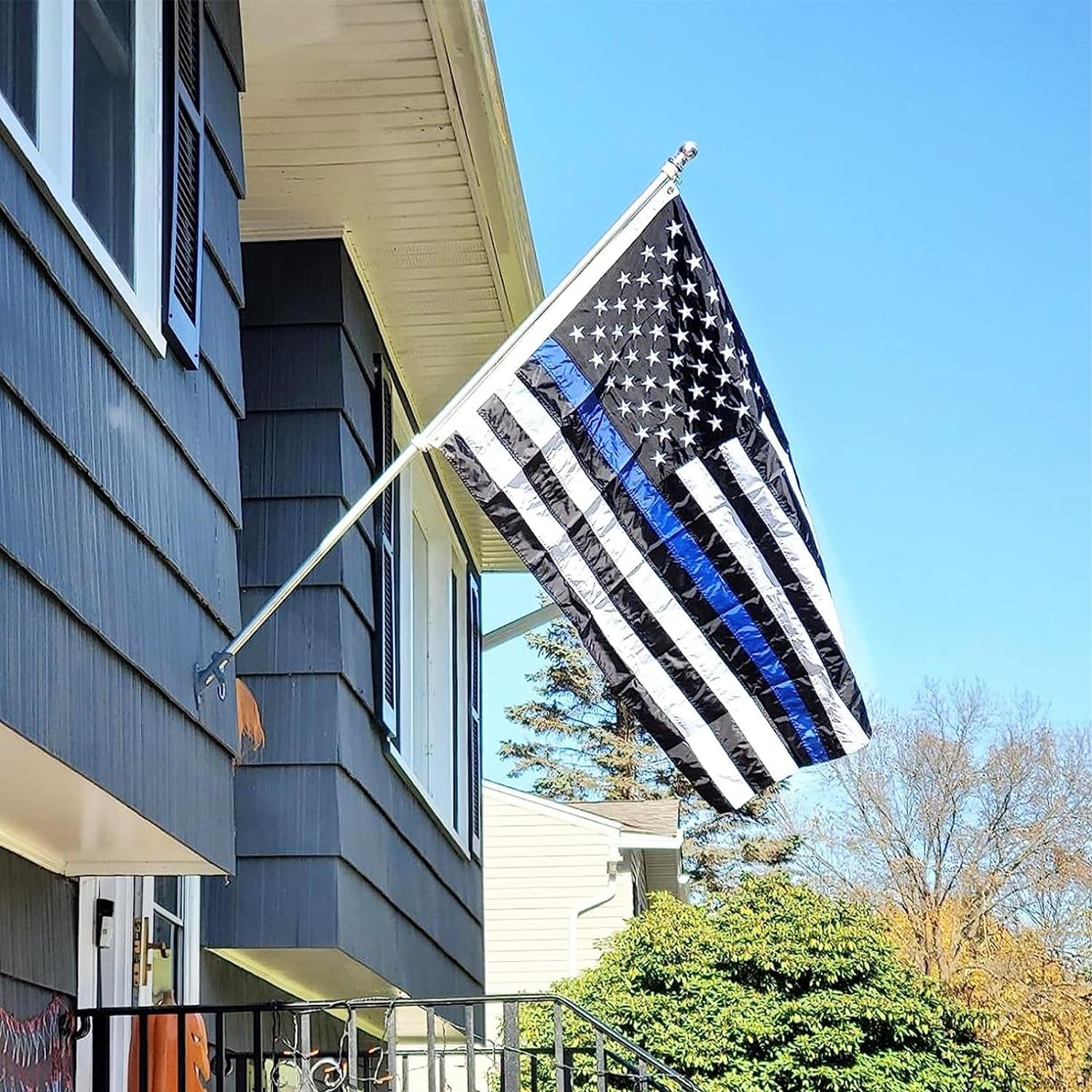 Homissor Thin Blue Line Flags 2X3 Outdoor in USA - Embroidered Stars Police Flag, Heavy Duty Back the Blue Flag Stripe Blue Line Lives Matter Flags Banner with 2 Brass Grommets