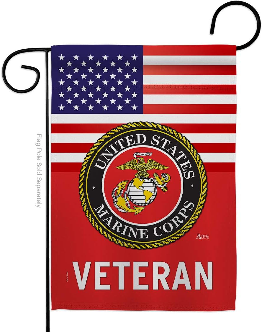 US Marine Corps Veteran House Flag - Pack Armed Forces USMC Semper Fi United State American Military Retire Official Support Our Troops - Banner Small Garden Yard Gift Double-Sided 28 X 40