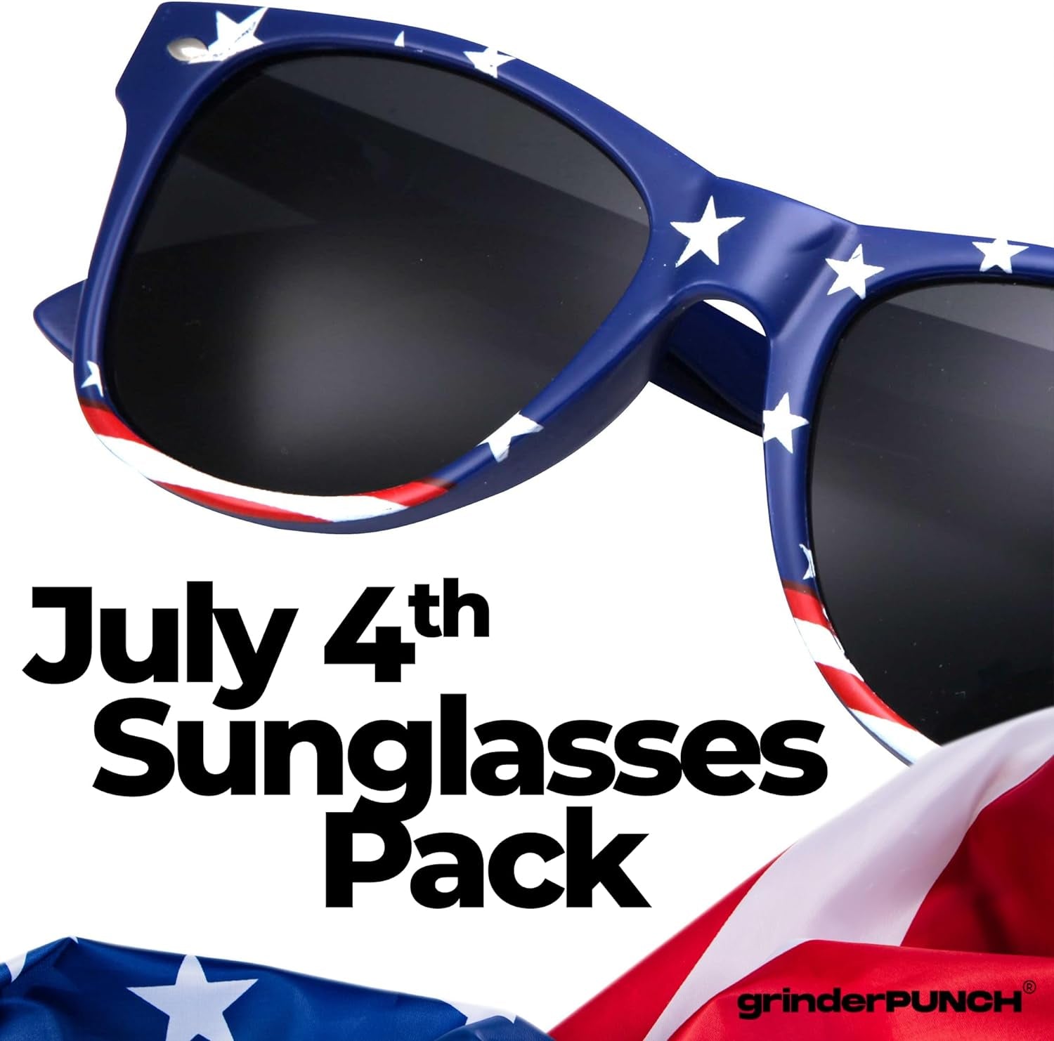 Grinderpunch 2 Pairs Bulk American Sunglasses USA Flag Classic Patriot