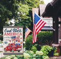 4Th of July Garden Flags for Outside,Patriotic American Truck with Flags Buffalo Plaid Small Yard Flags for Outdoor,Memorial Independence Day Decorations for Farmhouse Holiday Summer 12X18 Inch Double Sided