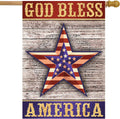 God Bless America Star Patriotic House Flag Rustic Fourth of July 28