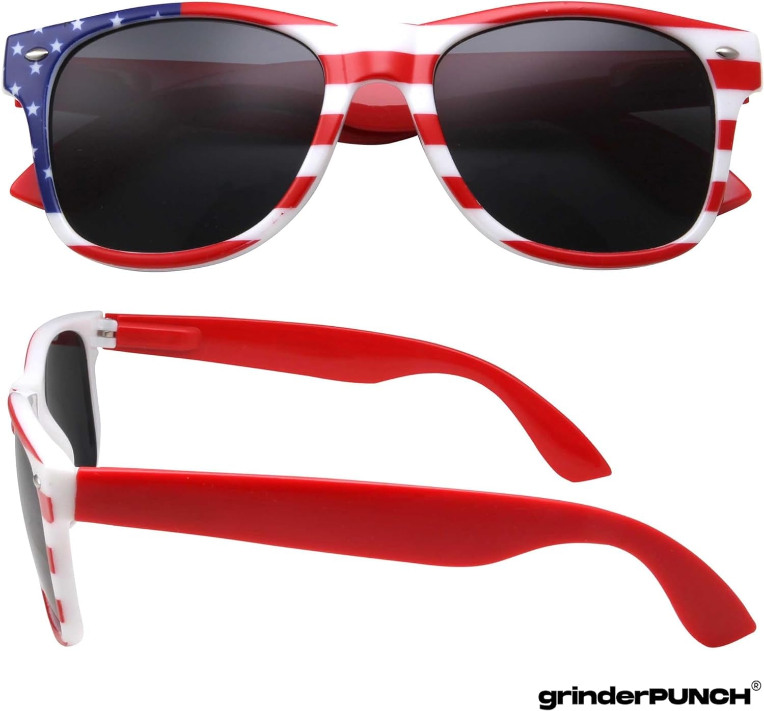 Grinderpunch 2 Pairs Bulk American Sunglasses USA Flag Classic Patriot