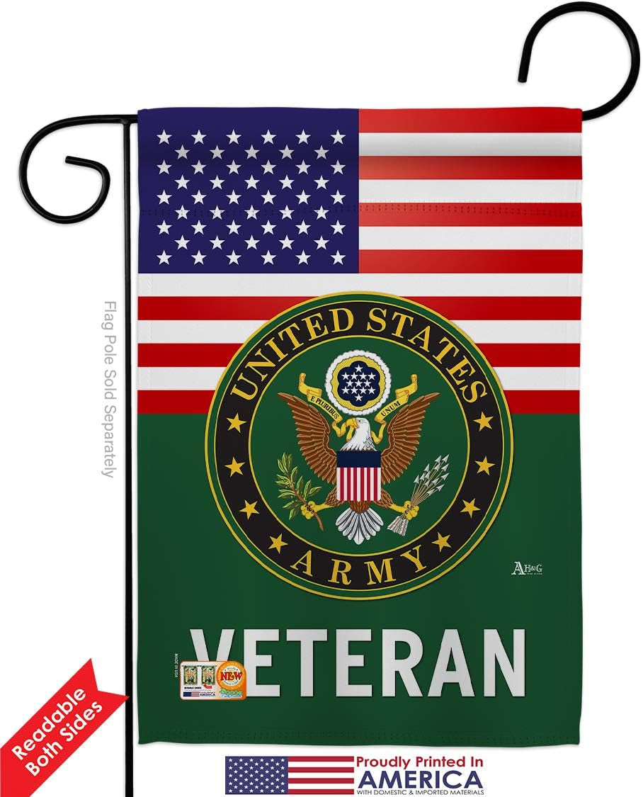 US Army Veteran Garden Flag Set Wall Holder Armed Forces Rangers United State American Military Retire Official Small Decorative Gift Yard House Banner Double-Sided Made in USA 13 X 18.5