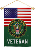 US Army Veteran Garden Flag Set Wood Dowel Armed Forces Rangers United State American Military Retire Official Small Decorative Gift Yard House Banner Double-Sided Made in USA 13 X 18.5