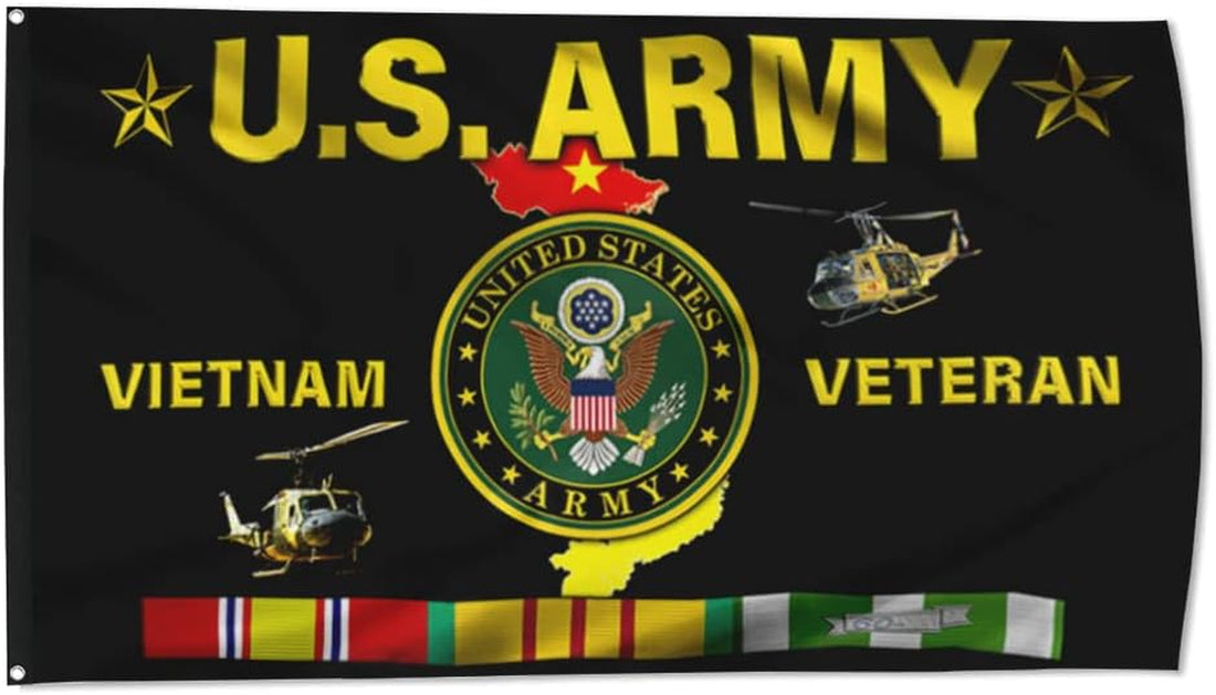 U.S. Army American UNITED STATES Amry Vietnam Veteran Flag - UV Fade Resistant Double Printed and Double Stitched 150D Polyester 3X5Ft Banner (UNITED STATES Amry Veteran)