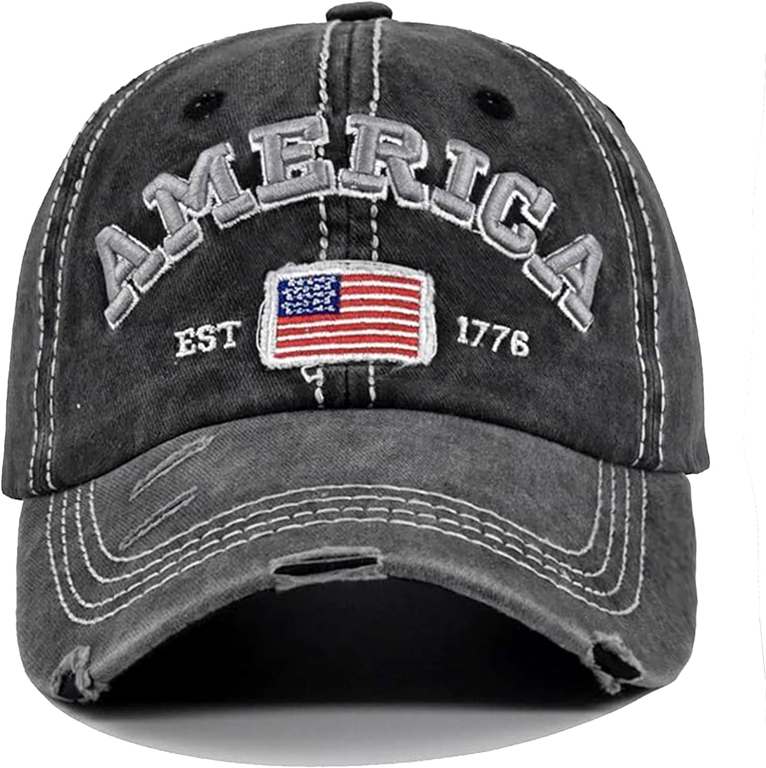 American Flag Hat Unisex Vintage Embroidery Washed Distressed Cotton Baseball Cap Adjustable USA Trucker Dad Hat