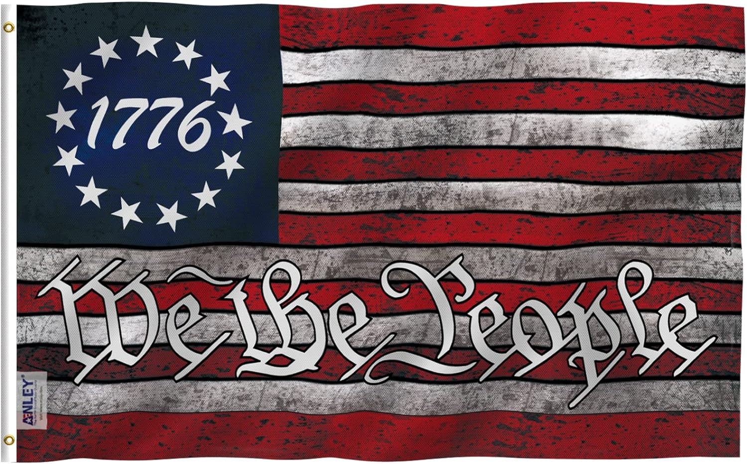 Anley Fly Breeze 3X5 Foot We the People Flag - Canvas Header and Double Stitched - 1776 Vintage Betsy Ross the United States Constitution Flags Polyester with Brass Grommets 3 X 5 Ft