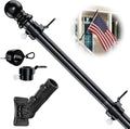 Flag Pole for Kit, 6FT Black Tangle Free Porch Metal Aluminum Flagpole with Upgraded Bracket for 3X5 American Flag, Black Adjustable Outdoor Flag Poles for Porch, Outside, Truck,Yard,Garden