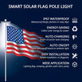 Flag Pole Light Solar Powered Spotlight Outdoor, 48 LED IP67 Waterproof Solar Flag Pole Light up to 12 Hours, Top Mounted Flag Pole Solar Light, Silver Shade