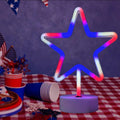 4Th of July Decorations, 2PCS Red White and Blue Lights, Big LED Neon Star Patriotic Lights, USB & Battery Powered Night Light for Independence Day Memorial Day Home Bar Table Centerpiece Decor