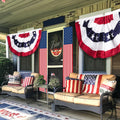 4 Pcs 4Th of July Decor Set, 2 Large 3X6 Ft American Pleated Fan Flag Bunting, 2 USA Flag 71X12