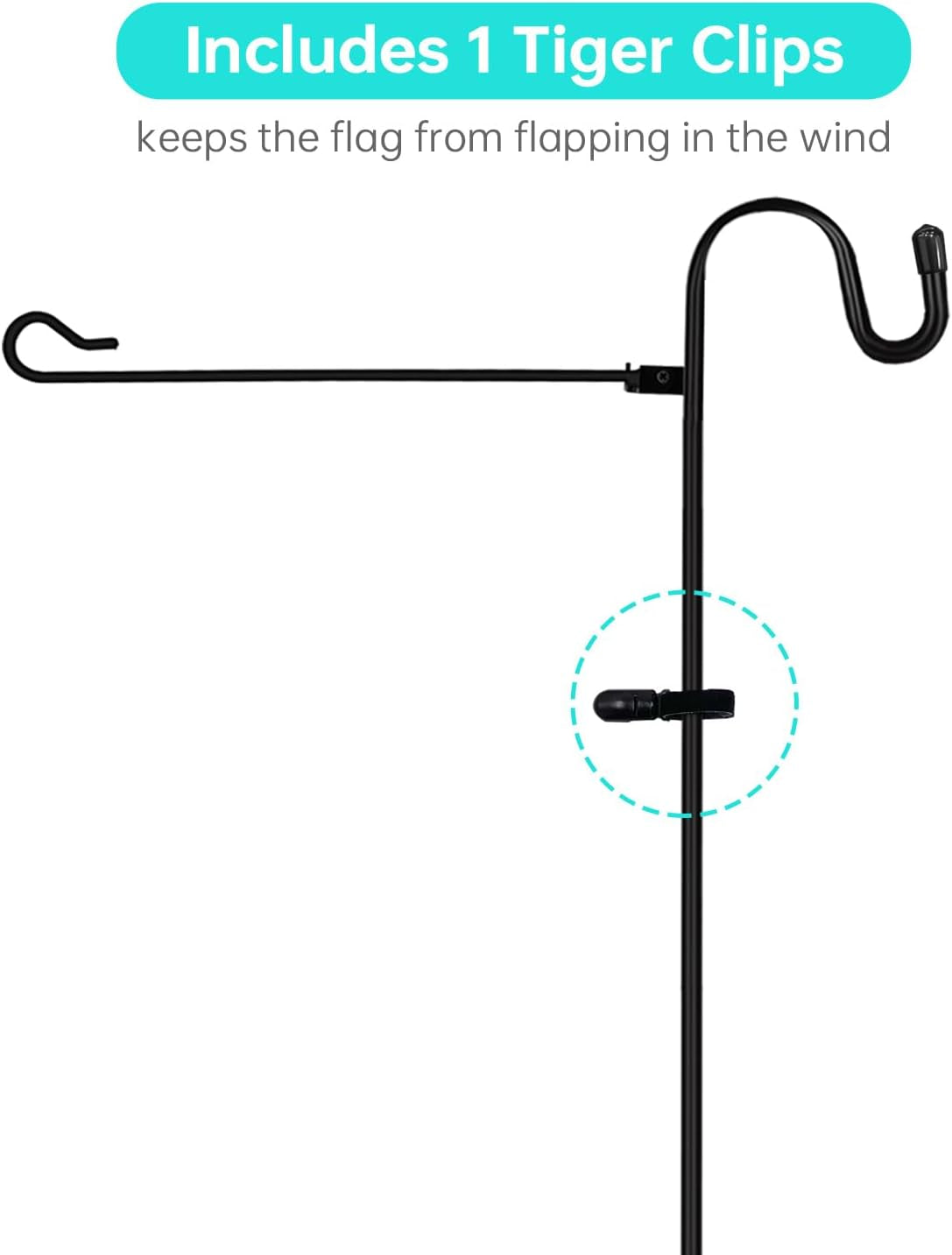 JOYSEUS Garden Flag Holder Stand and Shepherd Hook, 36 Inches with 1/2 Inch Thick Heavy Duty Garden Flag Stand, Rust Resistant Yard Flag Pole Holder for Flag, Lights(Without Solar Lights)……