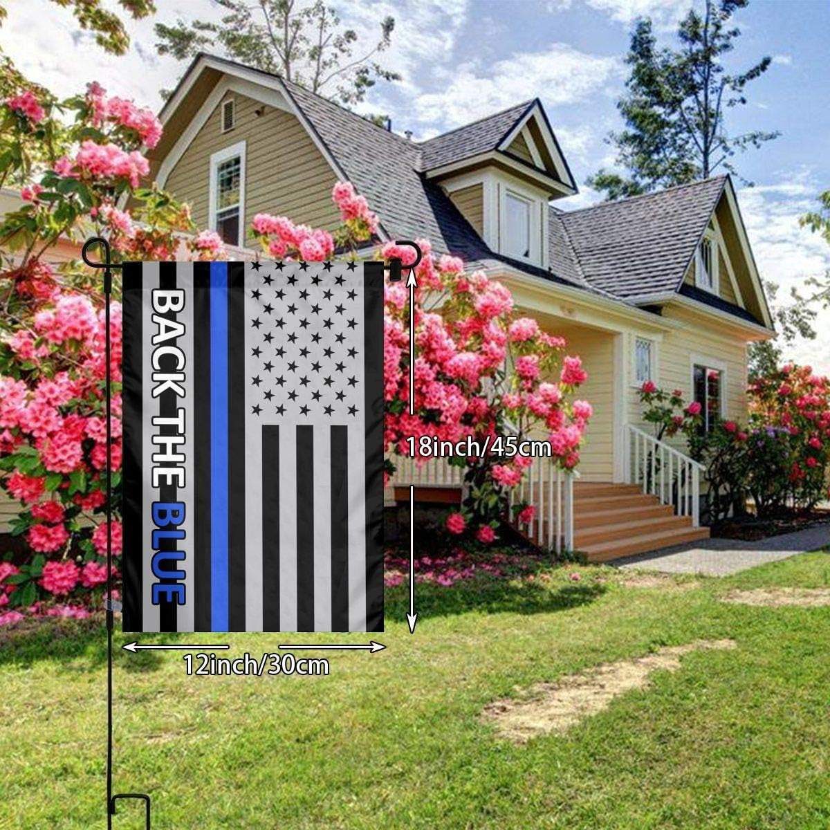 Back the Blue Police Line Flag Garden Flag House Banner - 12 X 18 Inch