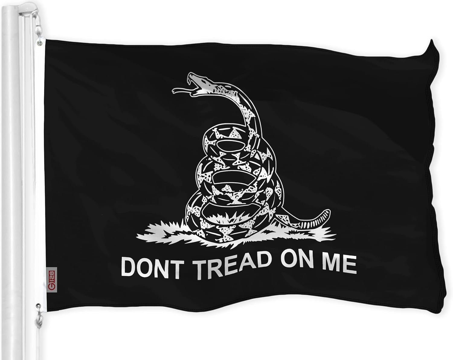 G128 Gadsden Don'T Tread on Me Black/White Flag | 3X5 Ft | Liteweave Pro Series Printed 150D Polyester | Historical Flag, Indoor/Outdoor, Thicker and More Durable than 100D 75D Polyester