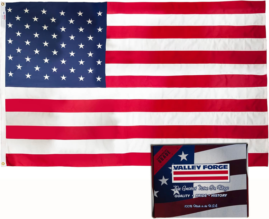 Valley Forge American Flag - 100% Made in the USA - 5' X 8' Ft - Koralex II 2-Ply Polyester - Sturdy, Durable and Patriotic - Great for Gardens, Homes, Patios and Cars Flag