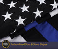 Homissor Thin Blue Line Flag Cotton Police Flags 3X5 Ft Embroidered Star Heavy Duty Back the Blue Flag Stripe Blue Line Lives Matter Flags Banner with 2 Brass Grommets