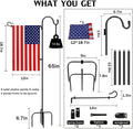Garden Flag Stand Adjustable Heavy Duty Flag Pole Holder with American Flag 65Inch Shepherds Hook for Hanging Flag Bird Feeder Solar Lights Plant Hanger Etc Outdoor Garden Yard Flag Pole Kit (1 PCS)