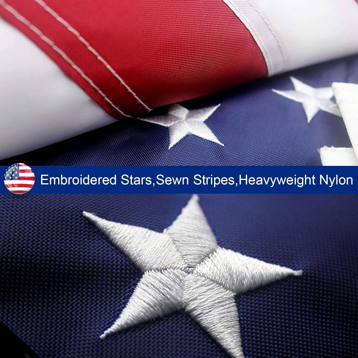 2.5X4 American Flag Made in USA, Best Embroidered Stars and Sewn Stripes, 210D Heavy Duty Oxford Nylon, Suitable for Outdoor High Winds Areas (American Flag 2.5X4 FT)