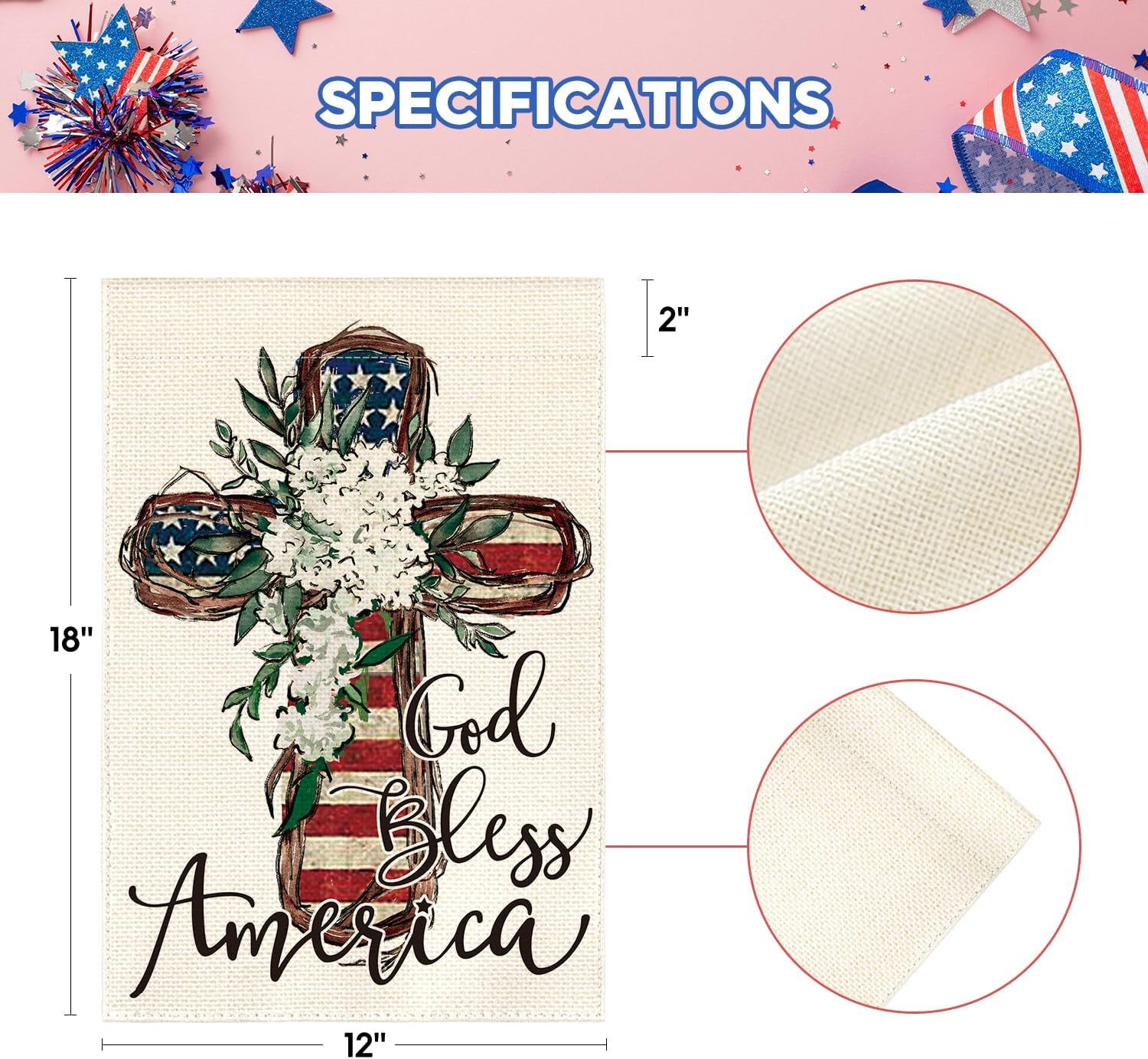 AVOIN Colorlife God Bless America Stars and Stripes House Flag 28X40 Inch Double Sided, Memorial Day 4Th of July Patriotic Lily Cross Yard Outdoor Decoration